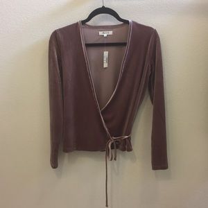 Madewell Tops - *final price* Madewell Velvet wrap top pink Madewell Tops - *final price* Madewell Velvet wrap top pink